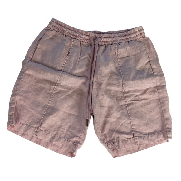 Michael Stars Blush Pink Linen Elastic Drawstring Waist Side Pockets Shorts XS - Picture 2 of 8